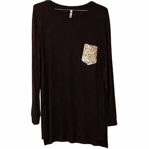 Black Bubble Sleeved Tunic